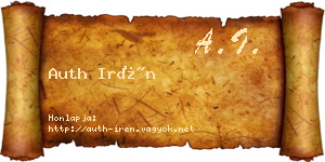Auth Irén névjegykártya